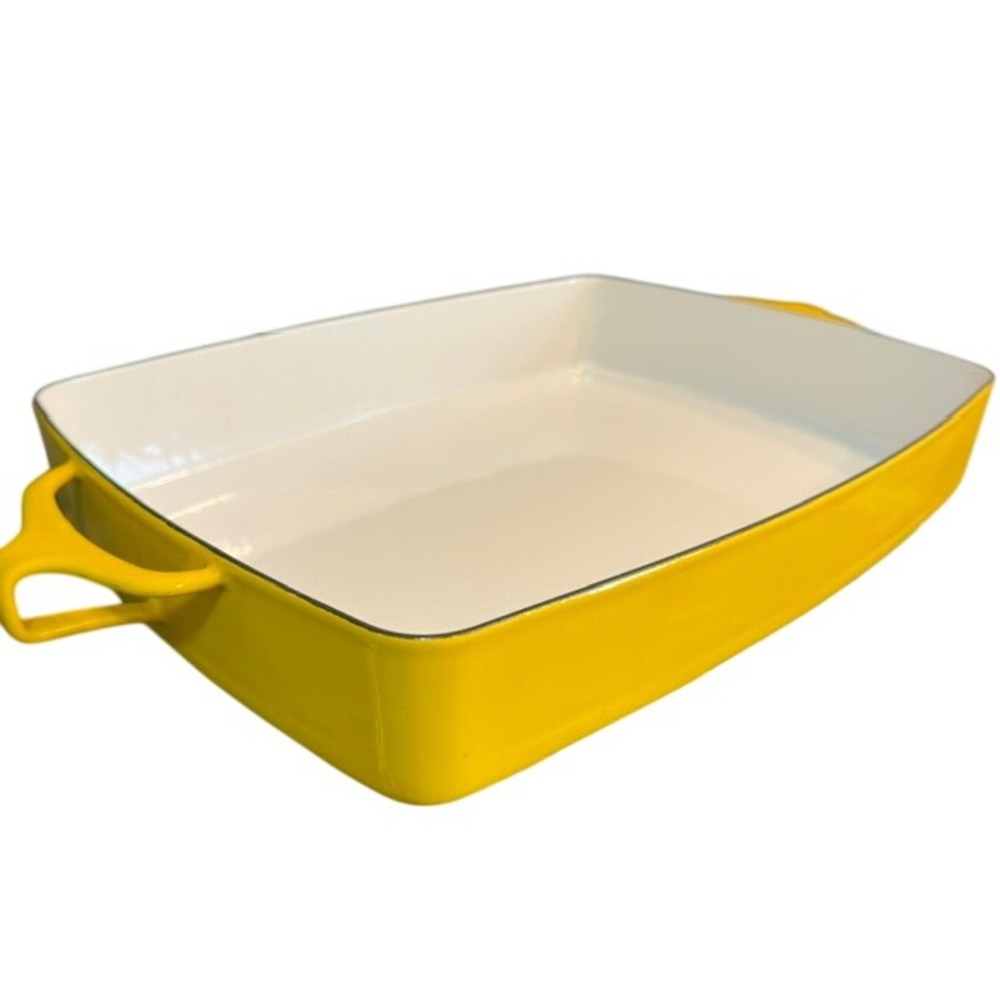 Vintage Dansk Kobenstyle Yellow Enamel Baking Pan France IHQ MCM 12.5x9.5 Decor
